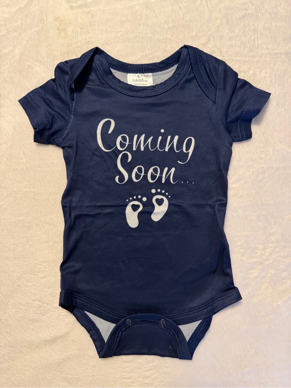 Navy "Coming Soon" Pregnancy Announcement Baby One-Piece Size XS NEW
